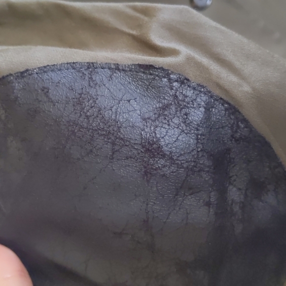 NWOT Heidi Merrick Khaki Blazer Elbow Patches Vegan Leather Trim Size 4 - Picture 11 of 15